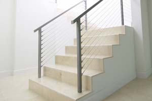 Stainless steel balustrade with wire rope infills
