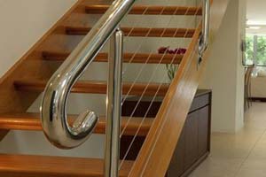 Stainless steel balustrade with wire rope infills